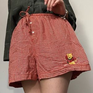 Vintage Disney Winnie The Pooh Red Gingham Shorts
